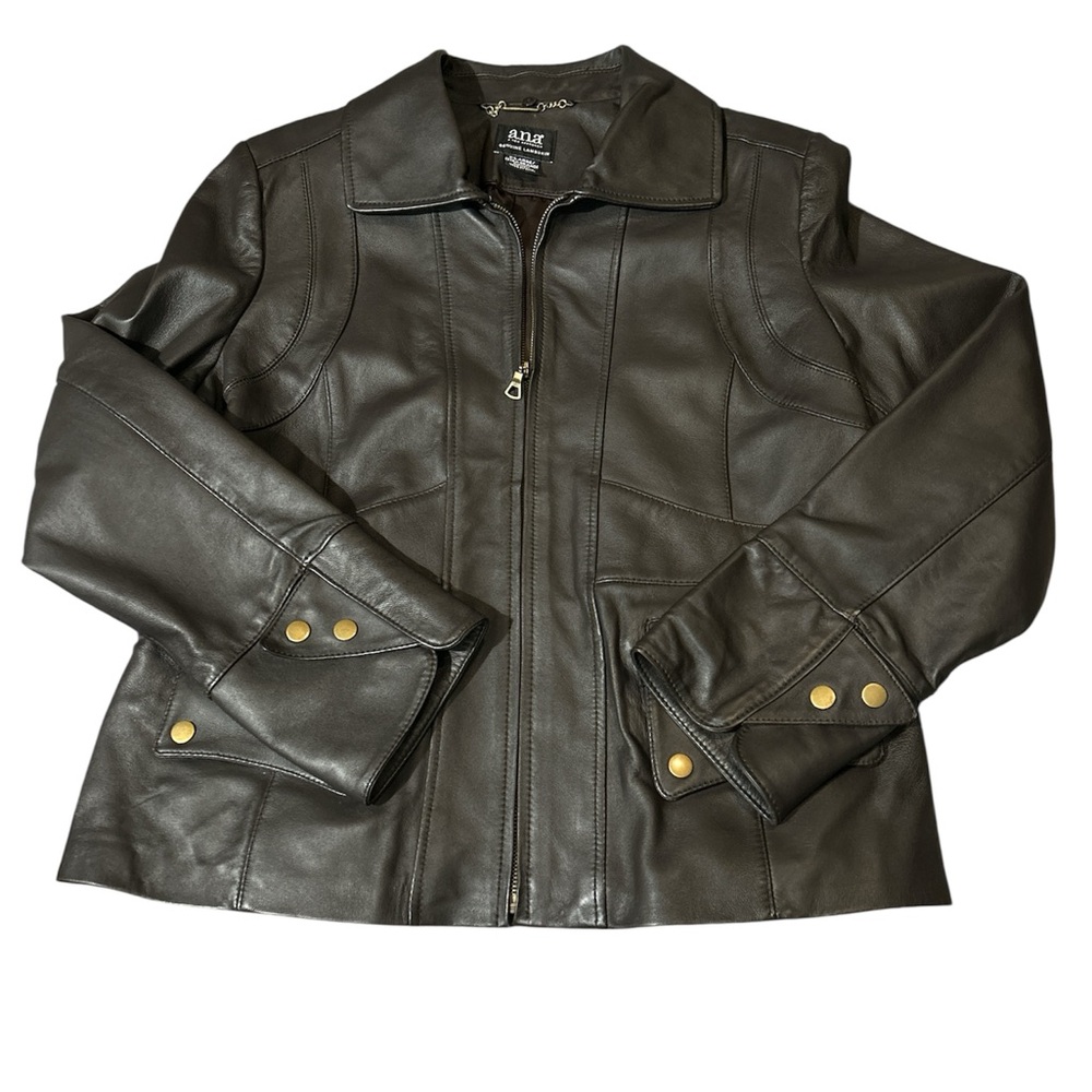 a.n.a lambskin deep brown jacket | XL